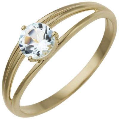 50 - Damen Ring 585 Gold Gelbgold 1 Blautopas hellblau blau | 53376 / EAN:4053258520369