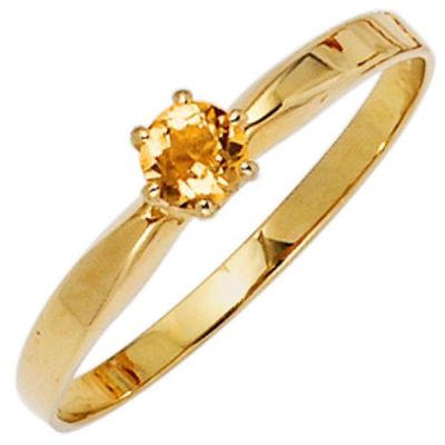 50 - Damen Ring 585 Gold Gelbgold 1 Citrin orange Goldring Citrinring | 39689 / EAN:4053258234389
