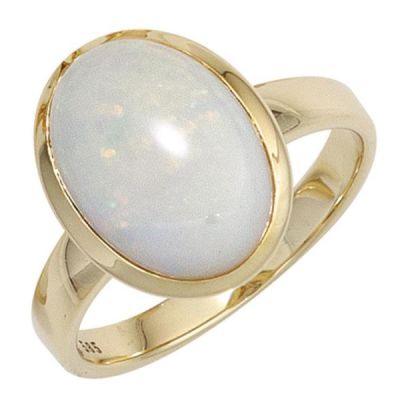 50 - Damen Ring 585 Gold Gelbgold 1 Opal-Cabochon Goldring Opalring | 42415 / EAN:4053258250129