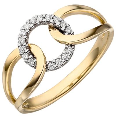 50 - Damen Ring 585 Gold Gelbgold 16 Diamanten Brillanten | 54231 / EAN:4053258541470