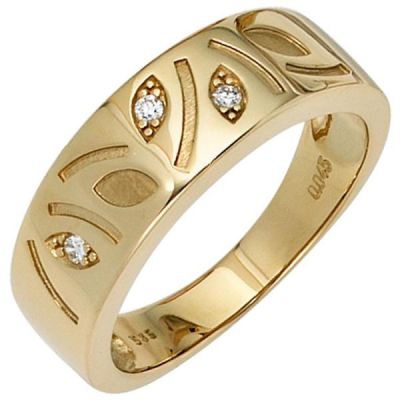 50 - Damen Ring 585 Gold Gelbgold 3 Diamanten 0,04ct. Goldring | 39579 / EAN:4053258233368