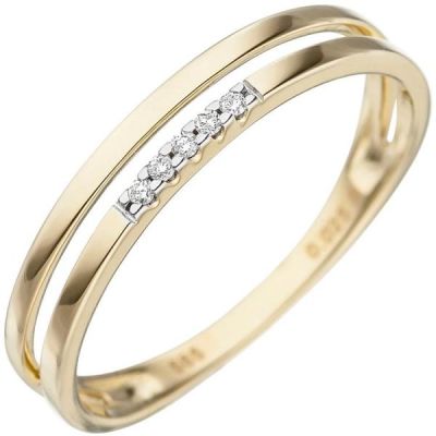 50 - Damen Ring 585 Gold Gelbgold 5 Diamanten, Goldring | 48744 / EAN:4053258333051