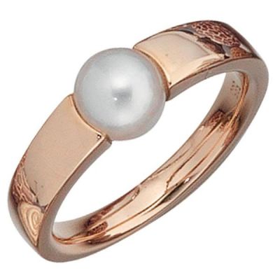 50 - Damen Ring 585 Gold Rotgold 1 Perle Goldring Perlenring | 34655 / EAN:4053258059357