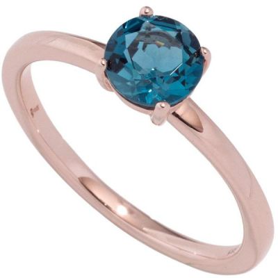 50 - Damen Ring 585 Rotgold 1 Blautopas blau London blue Goldring | 44857 / EAN:4053258289839