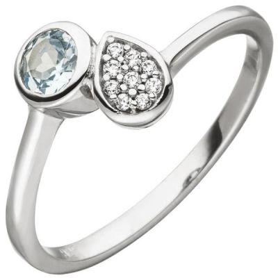 50 - Damen Ring 925 Silber 1 Blautopas hellblau blau 9 Zirkonia | 51891 / EAN:4053258463130