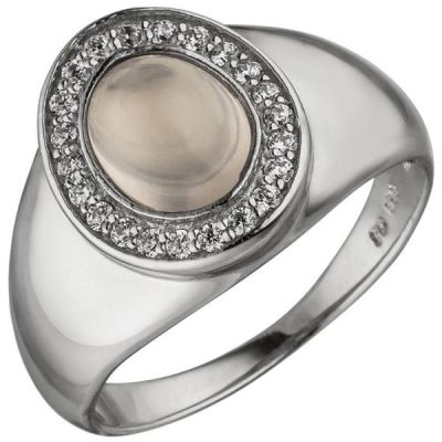 50 - Damen Ring 925 Sterling Silber 1 Rosenquarz 22 Zirkonia | 52286 / EAN:4053258459256