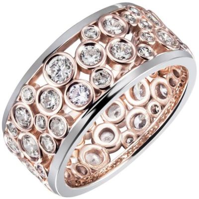 50 - Damen Ring 925 Sterling Silber bicolor 55 Zirkonia | 53477 / EAN:4053258521700