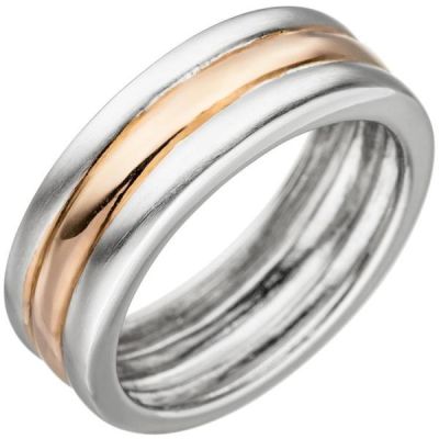 50 - Damen Ring 925 Sterling Silber bicolor, teil matt | 48312 / EAN:4053258328996