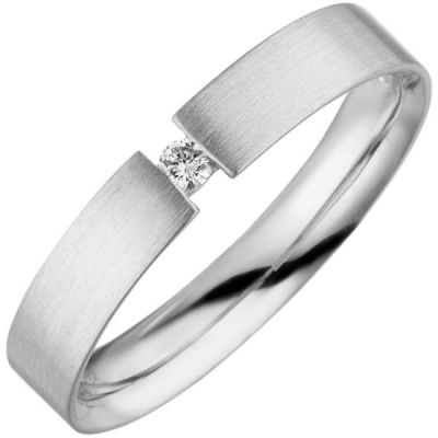 50 - Damen Ring 925 Sterling Silber matt 1 Diamant Brillant | 53831 / EAN:4053258539385