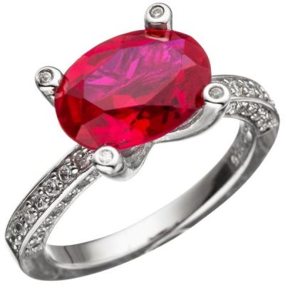 50 - Damen Ring 925 Sterling Silber mit Zirkonia rot und weiß | 46489 / EAN:4053258308912