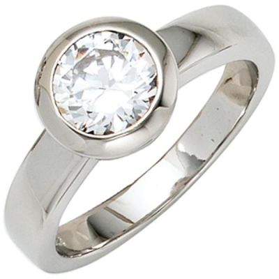 50 - Damen Ring 925 Sterling Silber, rhodiniert mit 1 Zirkonia | 40546 / EAN:4053258239049