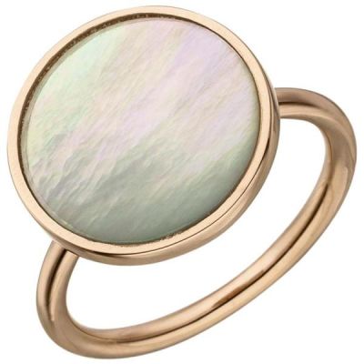 50 - Damen Ring 925 Sterling Silber rotgold 1 Perlmutt-Einlage | 51996 / EAN:4053258466872