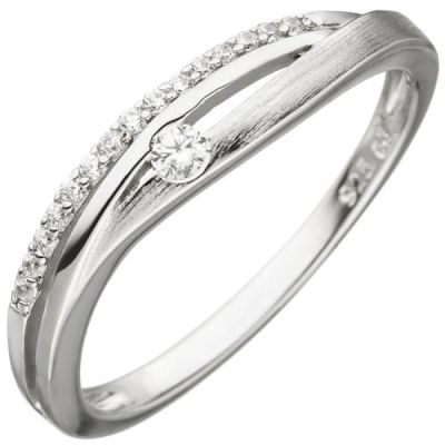 50 - Damen Ring 925 Sterling Silber, teil matt 16 Zirkonia | 49155 / EAN:4053258341438