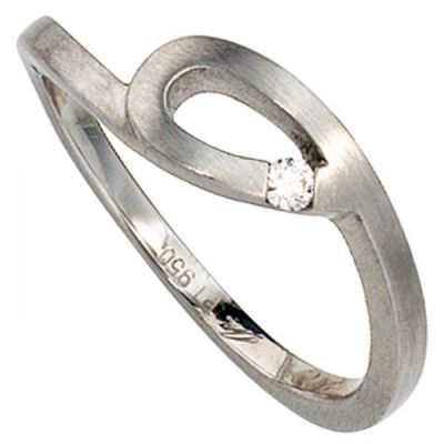 50 - Damen Ring 950 Platin matt 1 Diamant Brillant 0,04ct. Platinring | 32262 / EAN:4053258044070