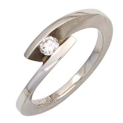 50 - Damen Ring 950 Platin matt, 1 Diamant Brillant 0,15ct. Platinring | 42206 / EAN:4053258247143