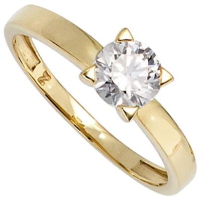 50 - Damen Ring aus 333 Gelbgold, 1 Zirkonia Goldring | 39605 / EAN:4053258233665