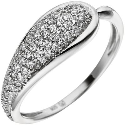 50 - Damen Ring aus 925 Sterling Silber mit 65 Zirkonia Silberring | 48385