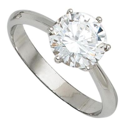 50 - Damen Ring aus 925 Sterling Silber rhodiniert 1 Zirkonia | 40574 / EAN:4053258239216