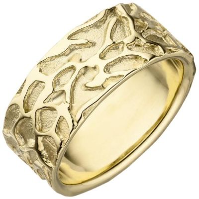 50 - Damen Ring breit 585 Gold Gelbgold teil matt Goldring | 52573 / EAN:4053258471579