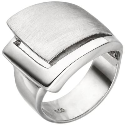 50 - Damen Ring breit 925 Sterling Silber rhodiniert und teilmattiert. | 52430 / EAN:4053258510414