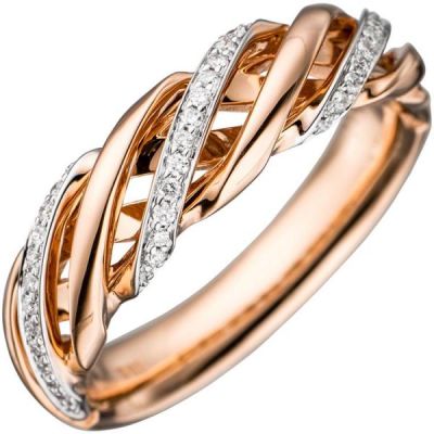 50 - Damen Ring gedreht 585 Gold Rotgold bicolor 36 Diamanten | 44833 / EAN:4053258289112