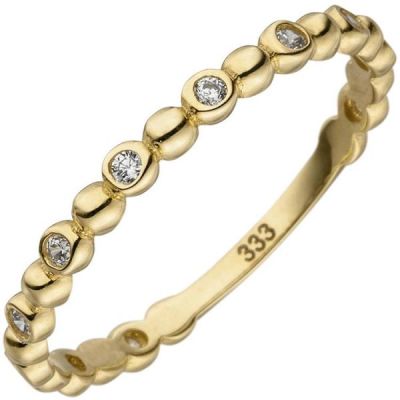 50 - Damen Ring Kugel 333 Gelbgold 11 Zirkonia, Goldring Kugelring | 51946 / EAN:4053258464113