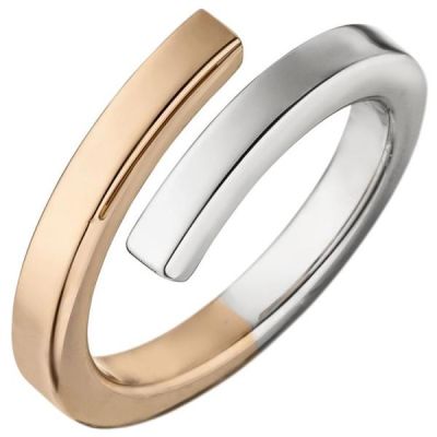 50 - Damen Ring offen 925 Sterling Silber bicolor vergoldet | 51128 / EAN:4053258364802
