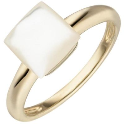 50 - Damen Ring Perlmutt 925 Silber gold 1 Perlmutt-Einlage | 53525 / EAN:4053258530849