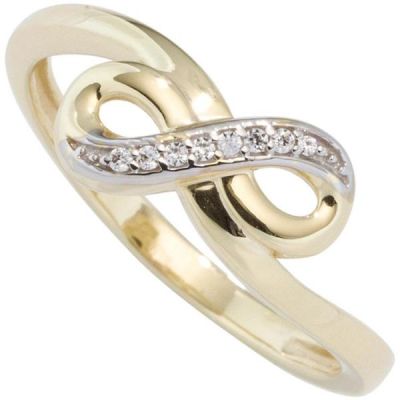 50 - Damen Ring Unendlichkeit Unendlich 333 Gelbgold bicolor mit Zirkonia | 44912 / EAN:4053258291603
