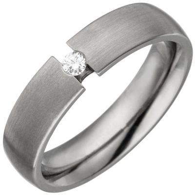 50 - Partner Ring Titan Diamant Brillant 0,05ct. Titanring matt | 48975 / EAN:4053258337295