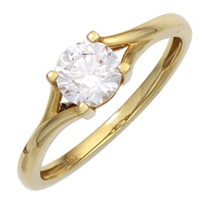 52 - Damen Ring 333 Gelbgold 1 Zirkonia Goldring | 42321 / EAN:4053258248935