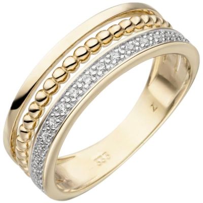 52 - Damen Ring 333 Gelbgold 7 Zirkonia Goldring | 53416 / EAN:4053258525746