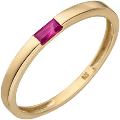 52 - Damen Ring 375 Gold Gelbgold 1 Rubin Goldring Rubinring | 50696 / EAN:4053258357651