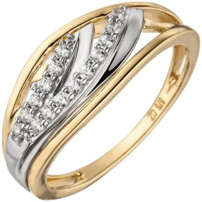 52 - Damen Ring 375 Gold Gelbgold 15 Zirkonia Goldring | 50739 / EAN:4053258358818