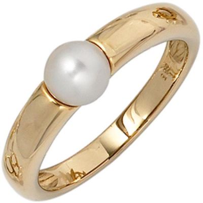 52 - Damen Ring 585 Gelbgold 1 Perle, Perlenring | 39859 / EAN:4053258236420