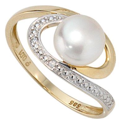 52 - Damen Ring 585 Gelbgold 1 Perle | 30572 / EAN:4053258060391