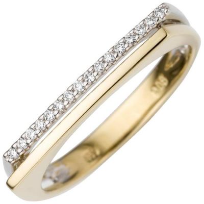 52 - Damen Ring 585 Gelbgold Weißgold 6 Diamanten | 53426 / EAN:4053258517260