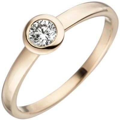 52 - Damen Ring 585 Gold Gelbgold 1 Diamant Brillant Goldring Diamantring | 49986 / EAN:4053258347379