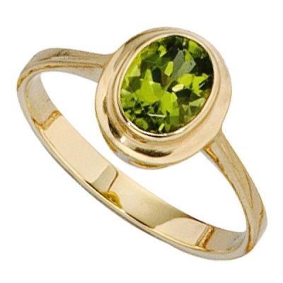 52 - Damen Ring 585 Gold Gelbgold 1 Peridot, grün Goldring | 35894 / EAN:4053258053362