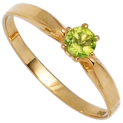 52 - Damen Ring 585 Gold Gelbgold 1 Peridot grün Goldring | 39685 / EAN:4053258234327