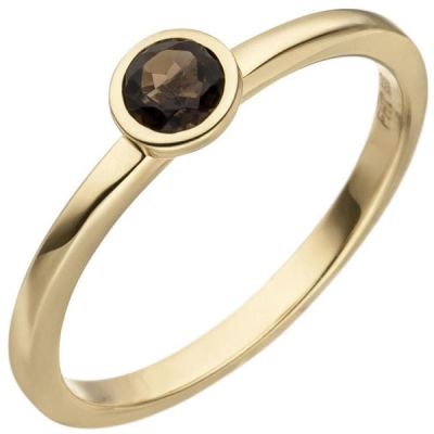 52 - Damen Ring 585 Gold Gelbgold 1 Rauchquarz Goldring | 50463 / EAN:4053258355633