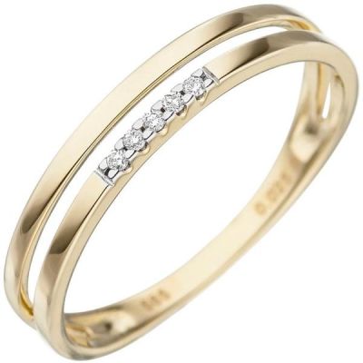 52 - Damen Ring 585 Gold Gelbgold 5 Diamanten, Goldring | 48744 / EAN:4053258333051