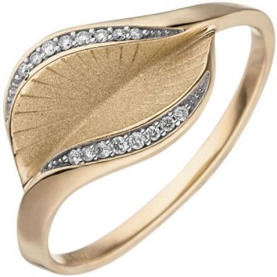 52 - Damen Ring 585 Gold Gelbgold matt 16 Diamanten | 53683 / EAN:4053258527481