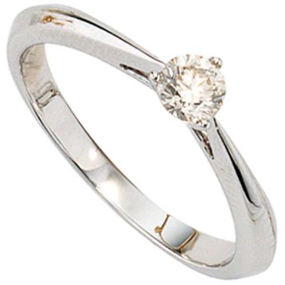 52 - Damen Ring 585 Gold Weißgold, 1 Diamant Brillant 0,25ct. Diamantring | 29390 / EAN:4053258035290