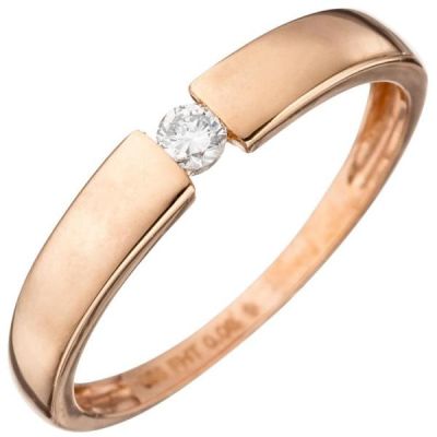 52 - Damen Ring 585 Rotgold 1 Diamant Brillant 0,08ct. Rotgoldring | 46218 / EAN:4053258304242