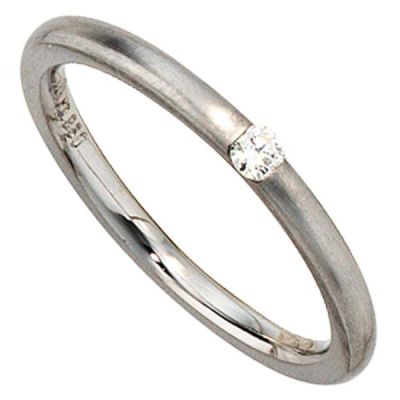 52 - Damen Ring 950 Platin, matt, 1 Diamant Brillant 0,06ct. Platinring | 37182 / EAN:4053258043813
