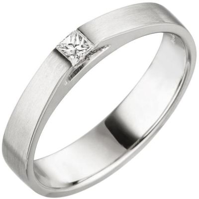 52 - Damen Ring 950 Platin matt 1 Diamant Princess Schliff 0,07 ct. | 50738 / EAN:4053258351147