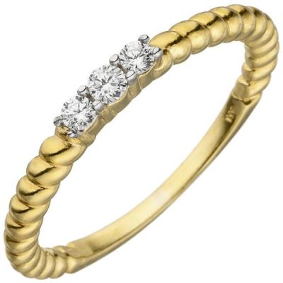 52 - Damen Ring aus 333 Gelbgold mit 3 Zirkonia Goldring | 51857 / EAN:4053258462171