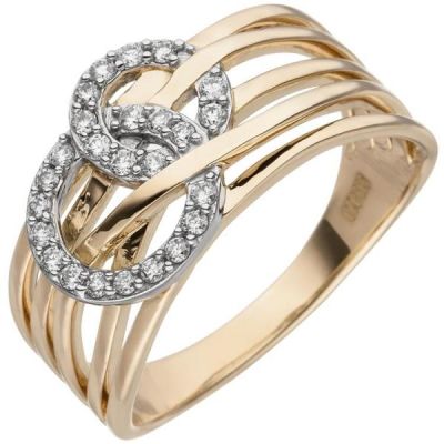 52 - Damen Ring breit 585 Gold Gelbgold 25 Diamanten | 53692 / EAN:4053258526804