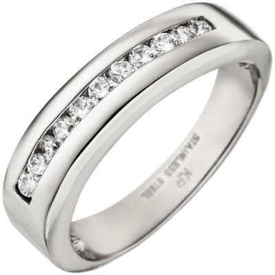 52 - Damen Ring Edelstahl 11 Zirkonia Edelstahlring | 51038 / EAN:4053258359082